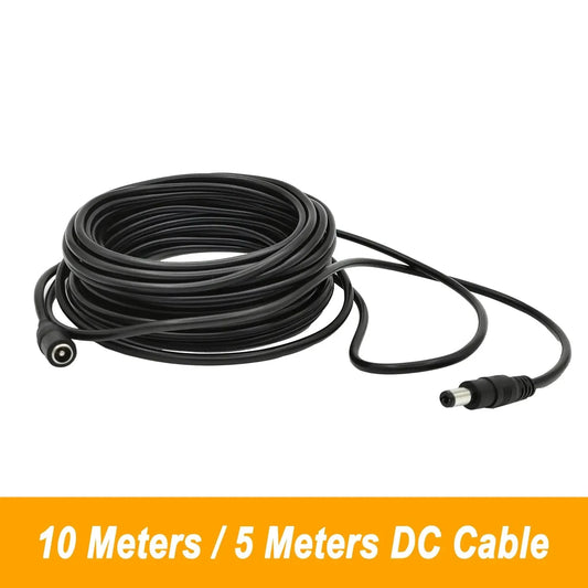 Câble d’Extension d’Alimentation DC 12V - 5M / 10M, Connecteur 5.5mm x 2.1mm, Mâle vers Femelle, Noir