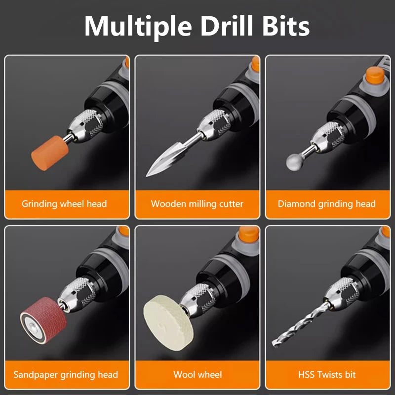 Mini Outil Rotatif Sans Fil 35W – USB Rechargeable, 3 Vitesses, Perçage & Gravure