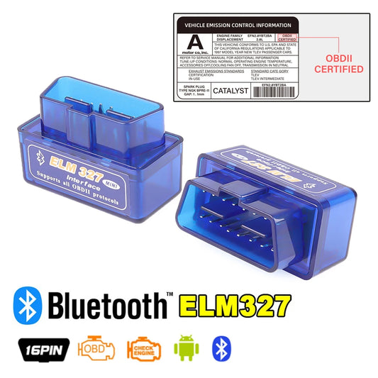 ELM327 OBD2 Mini Scanner - Outil de Diagnostic Auto Bluetooth V2.1, Interface 16 PIN, Compatible Android