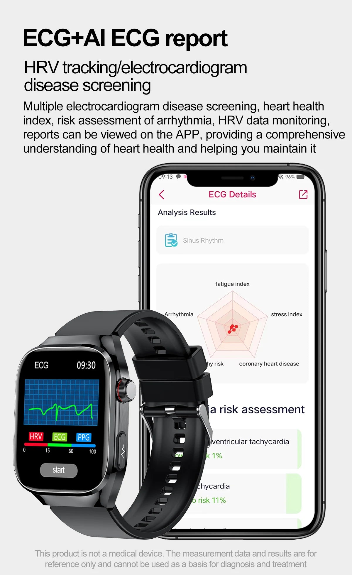 Montre Connectée Santé 2024 - Surveillance de l’Acide Urique, Graisse Sanguine, ECG, Sucre dans le Sang, Fréquence Cardiaque & Tension Artérielle