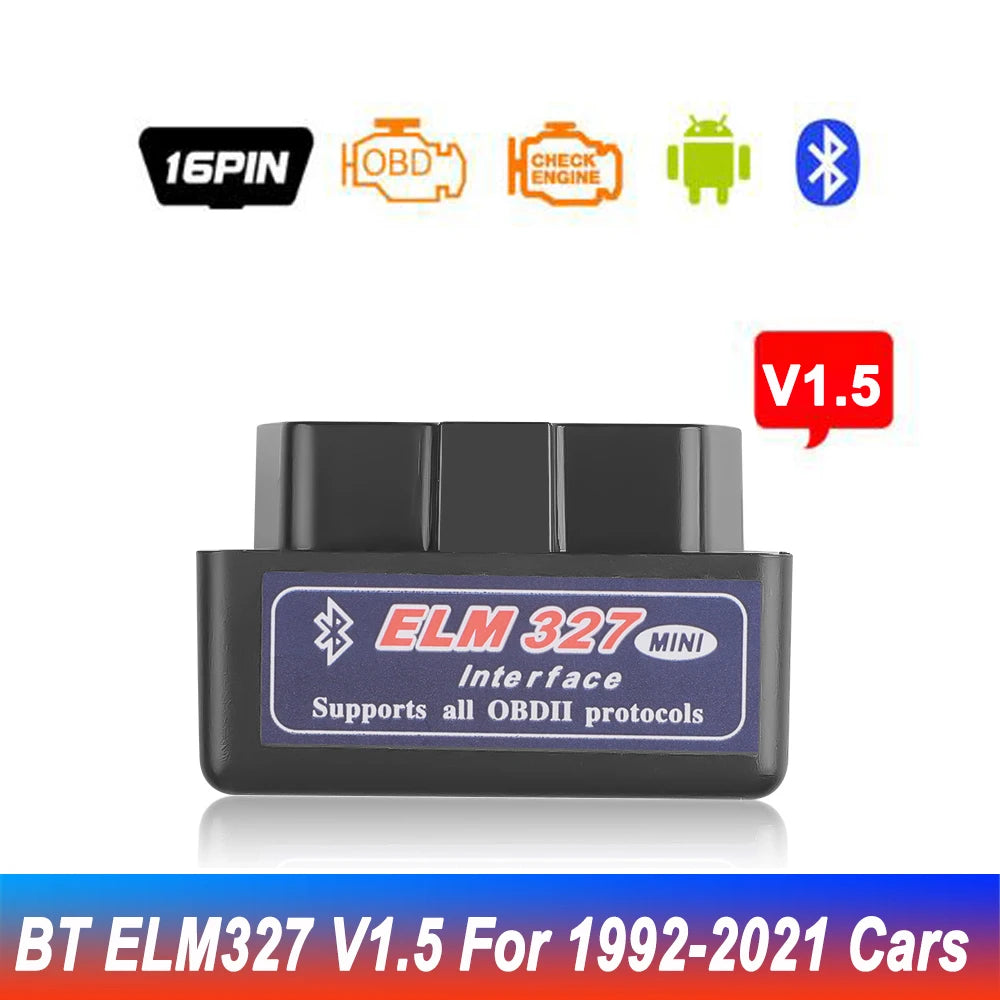 ELM327 OBD2 Mini Scanner - Outil de Diagnostic Auto Bluetooth V2.1, Interface 16 PIN, Compatible Android