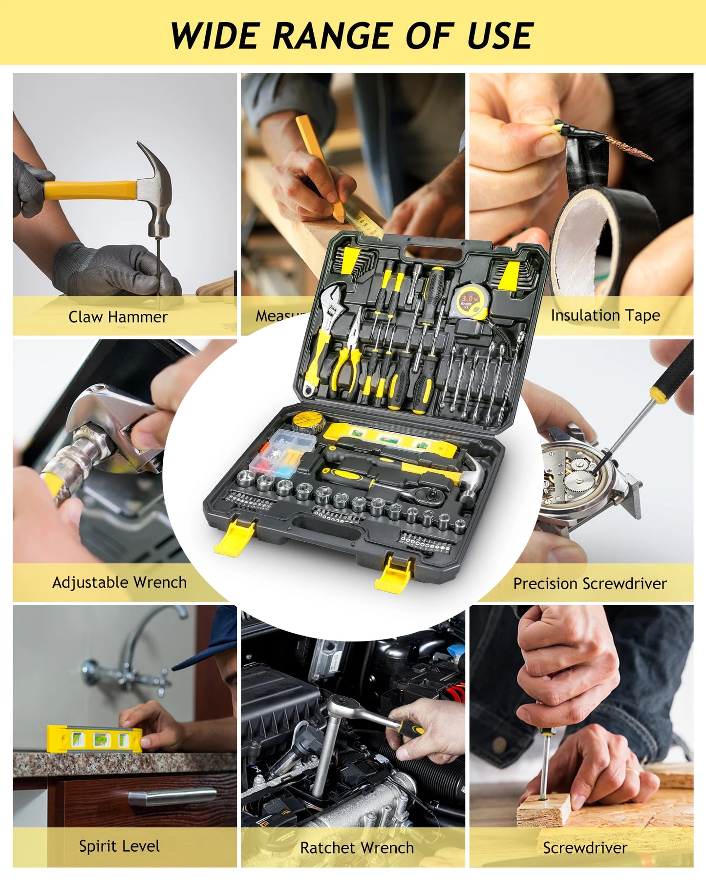 Acmount Kit d'Outils 140 Pièces – Boîte à Outils Complète pour Maison, Moto & Voiture