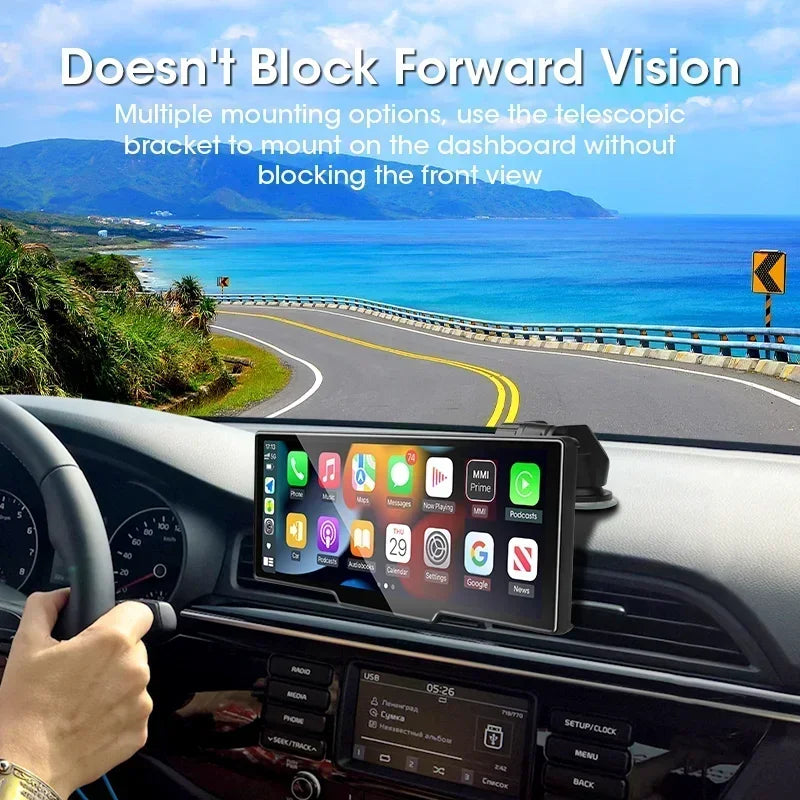 Srnubi 10.26" Dash Cam - Rétroviseur Intelligent avec CarPlay, Android Auto, 4K, DVR Double Caméra, GPS & WiFi