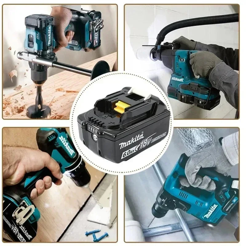 Batterie Makita 18V 6.0Ah - 100% Originale, Rechargeable, Compatible BL1830, BL1840, BL1850, BL1860B