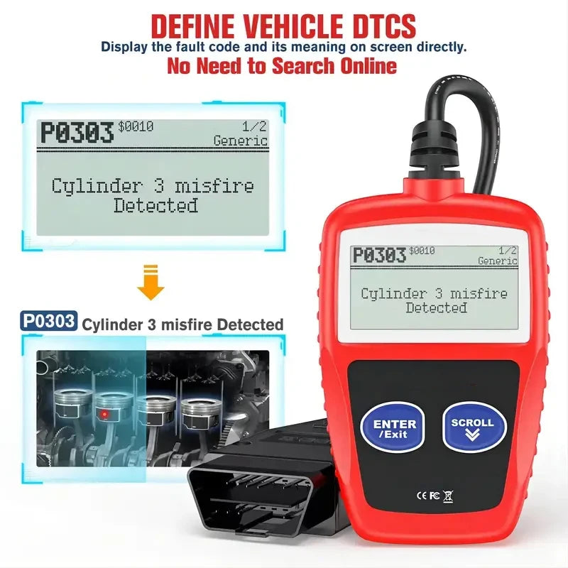 Outil de Diagnostic Automobile OBD2 - Scanner Universel pour Codes d'Erreur et Réinitialisation