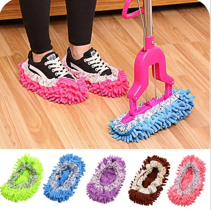 Chaussons de Nettoyage Microfibre - Chaussons Multifonctions pour Sol, Lavables & Réutilisables, Idéal pour un Nettoyage Sans Effort