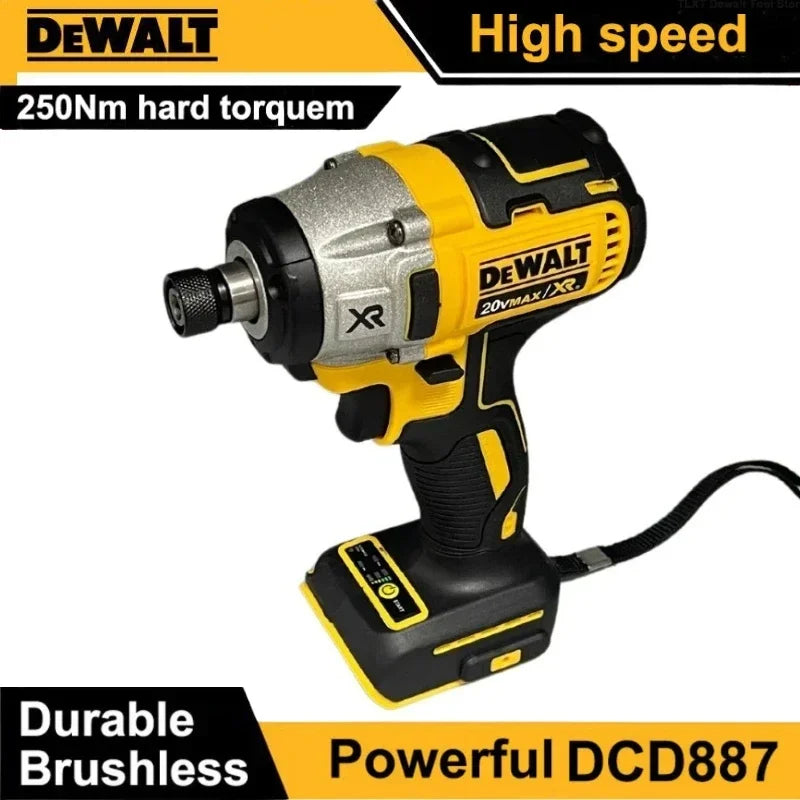 DEWALT DCD887 - Visseuse à Chocs Sans Fil 18V, Moteur Brushless, Compacte et Puissante