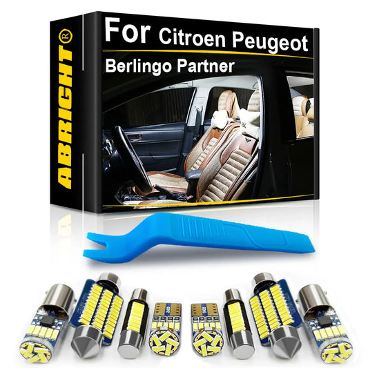 Kit d'Éclairage LED Intérieur Canbus pour Citroën Berlingo K9/B9 & Peugeot Partner (1998-2021) - Accessoires Auto