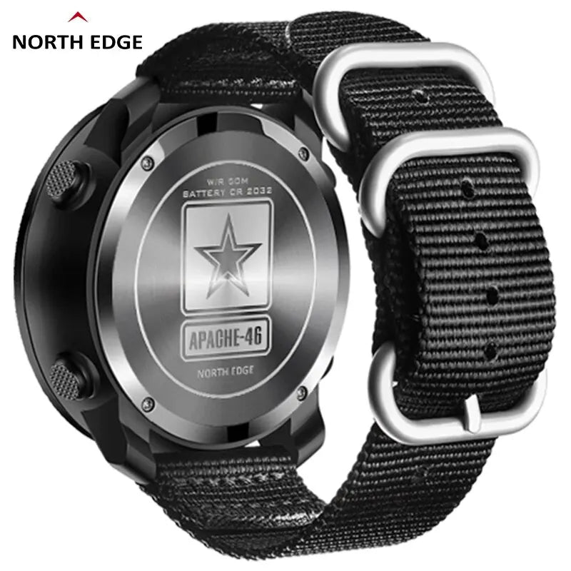 Montre Sport Homme NORTH EDGE APACHE-46 – Altimètre, Baromètre, Boussole, Étanche 50M
