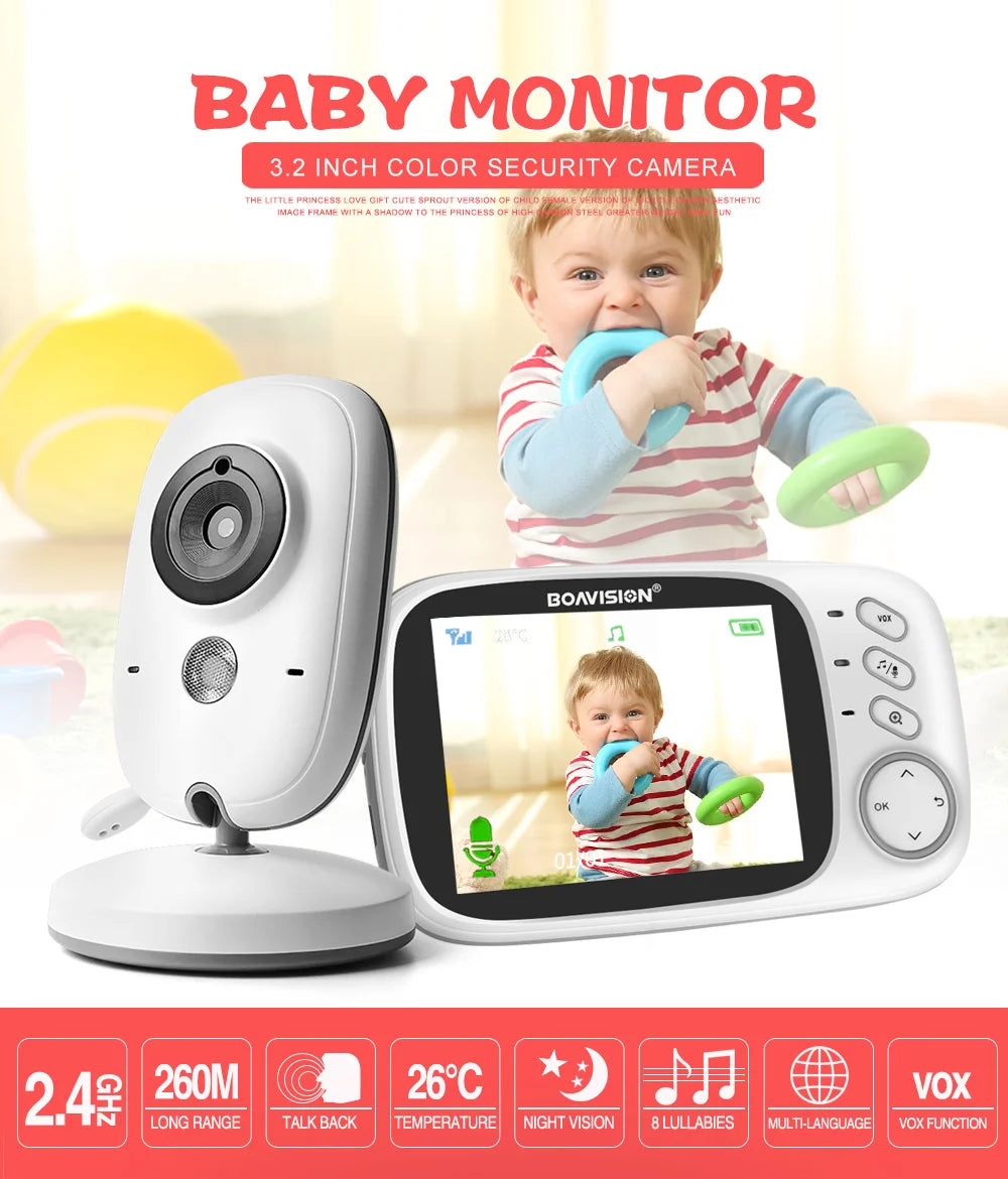 VB603 Moniteur Vidéo pour Bébé - Caméra de Surveillance Sans Fil 2.4G, Écran LCD 3.2", Audio Bidirectionnel, Vision Nocturne