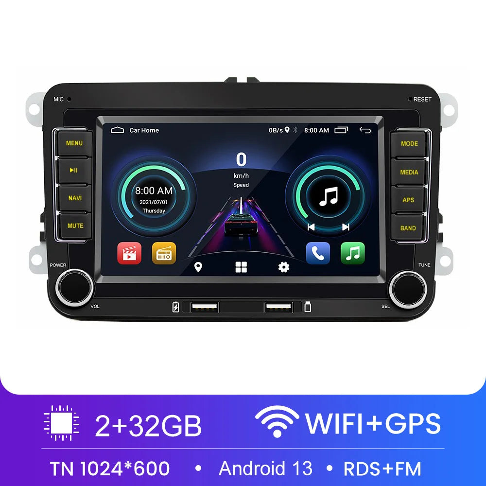 Autoradio 2 DIN Android 11 - Écran Multimédia GPS, WiFi, CarPlay, Compatible Volkswagen, Skoda, Octavia, Golf 5/6, Touran, Passat, Polo, Jetta