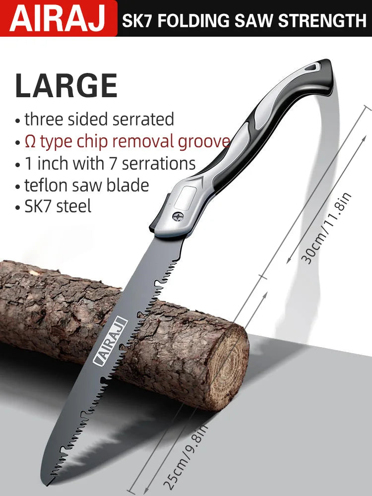 Scie Pliante AIRAJ - Scie Multifonction pour Bois, Camping, Jardinage, Coupe d'Arbre & Bricolage