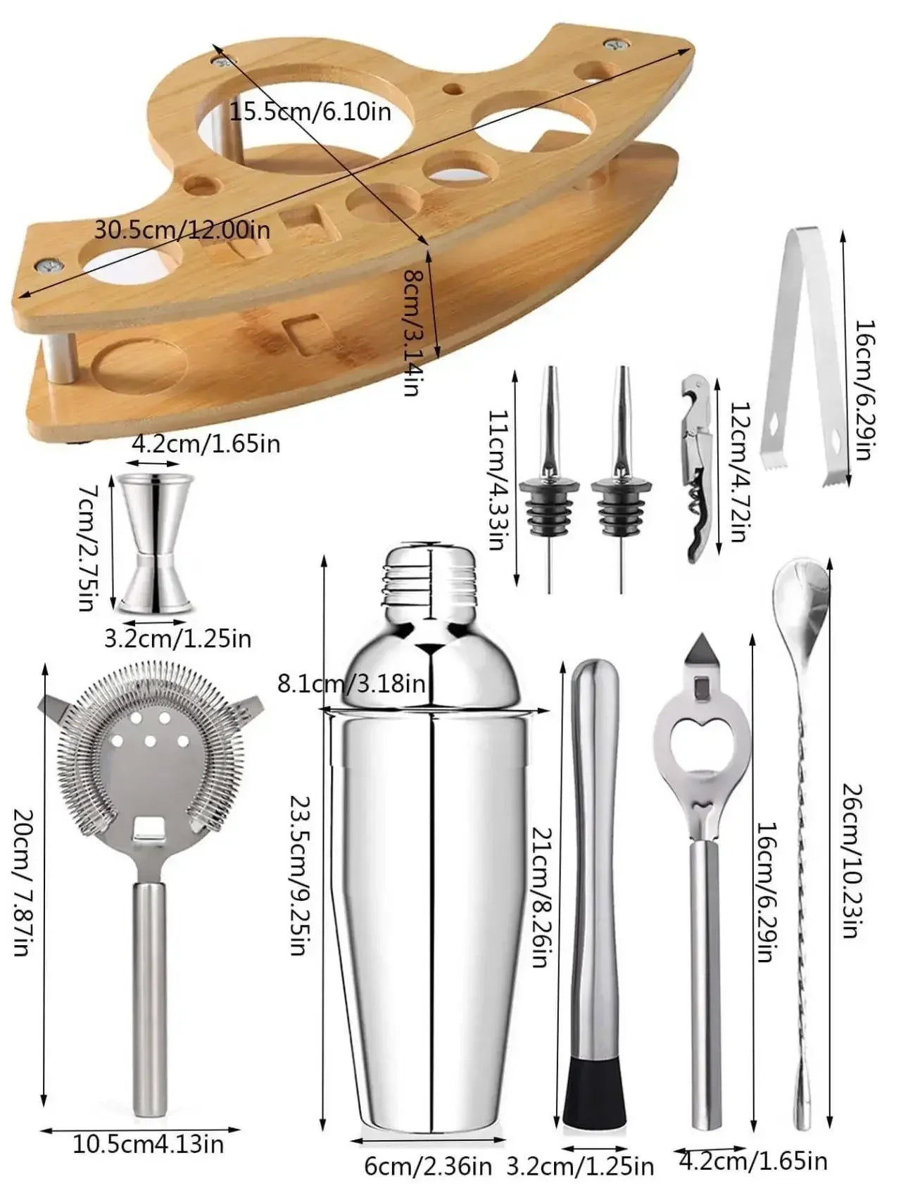 Kit Cocktail Shaker en Acier Inoxydable – 1/3/6/9/11 Pièces, Outils de Barman