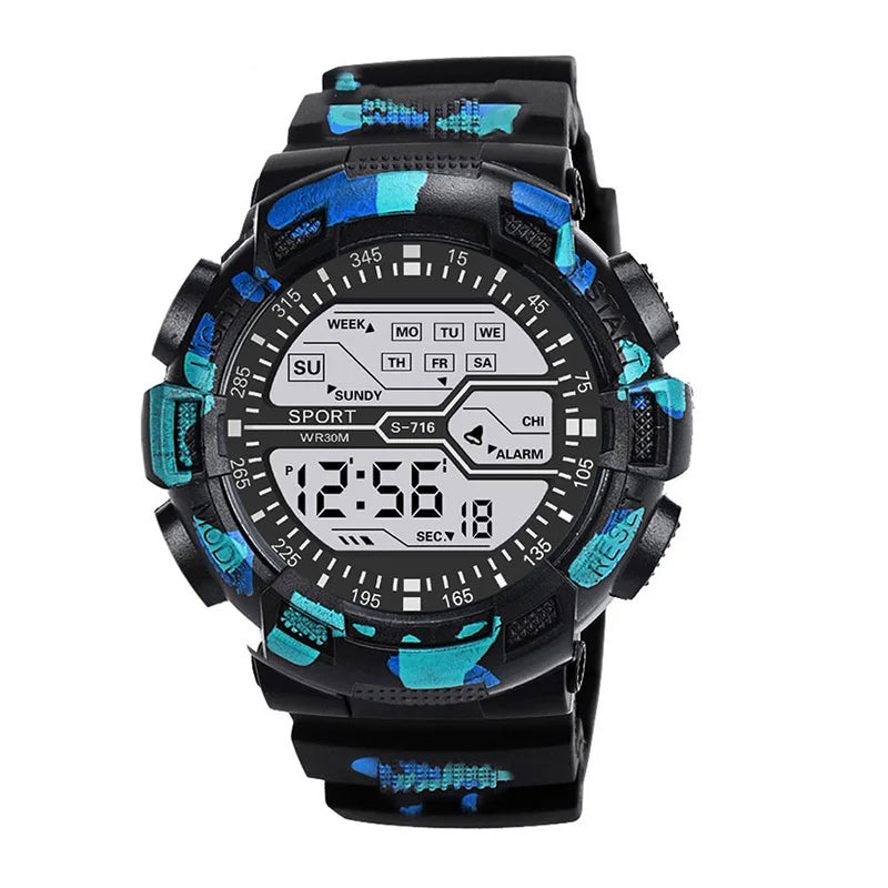 Montre Sport Étanche pour Homme - Grand Écran LED, Multifonction, Affichage Lumineux, Style Militaire