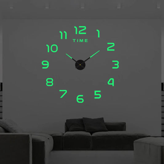 Horloge Murale 3D DIY Métallique Moderne - 130x130cm, Acrylique + EVR + Miroir Métallique, Décoration Murale XXL