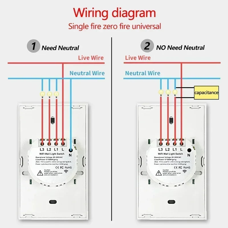 Interrupteur Intelligent TNCE WiFi/Zigbee RF433 - Sans Fil Neutre, Contrôle Tactile & Vocal, Compatible Alexa & Google Home