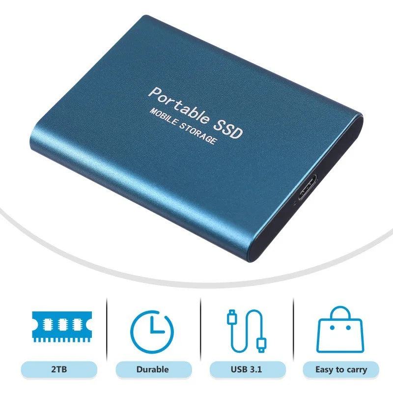 Disque Dur Externe SSD Ultra Fin - 128 To, Portable, USB 3.0, Compatible PC & Mac