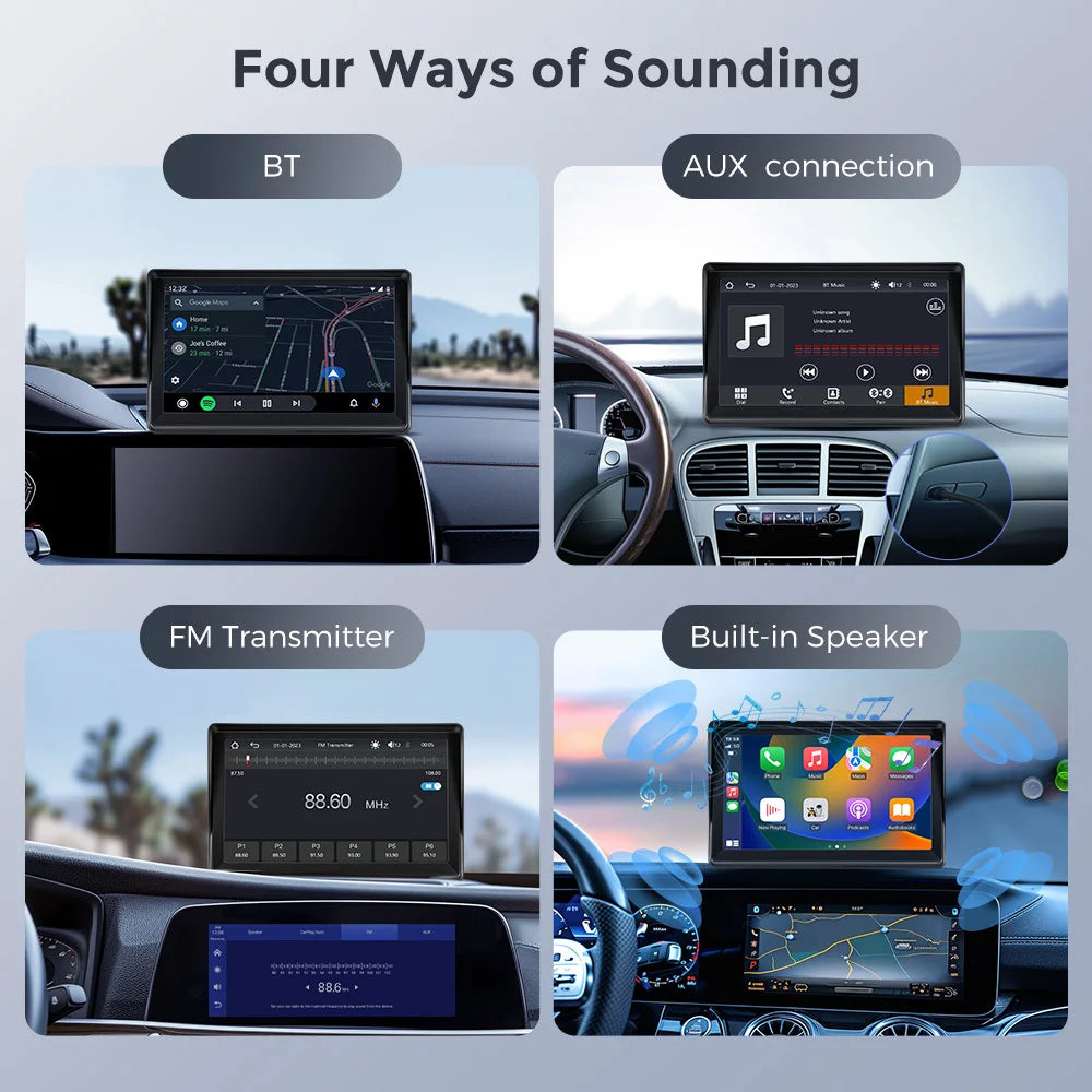 Autoradio Multimédia 2 DIN - Écran Tactile 7", CarPlay & Android Auto Sans Fil, GPS, WiFi, Caméra de Recul, FM