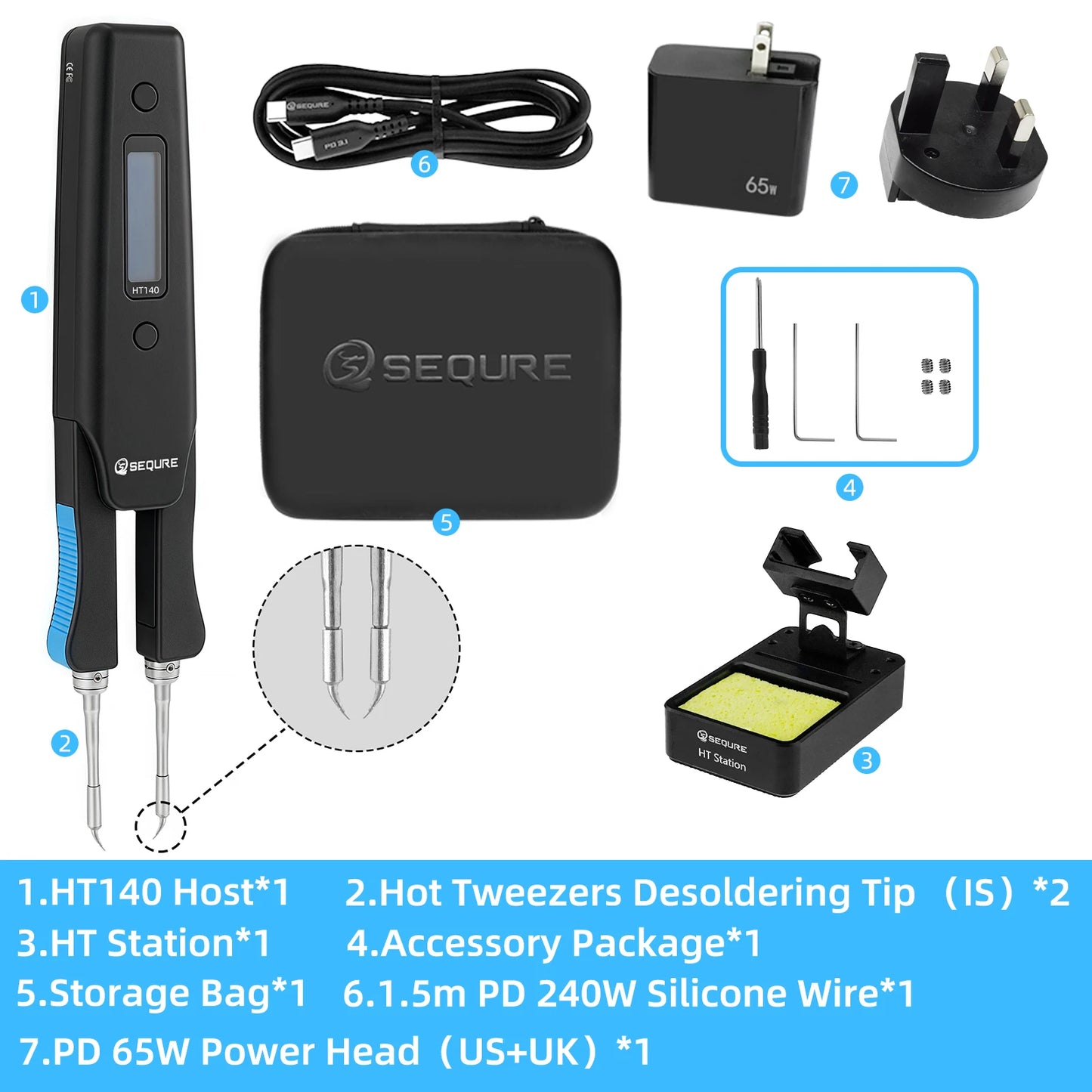 SEQURE HT140 2-en-1 – Pince Chauffante & Fer à Souder Portable, Compatible C210