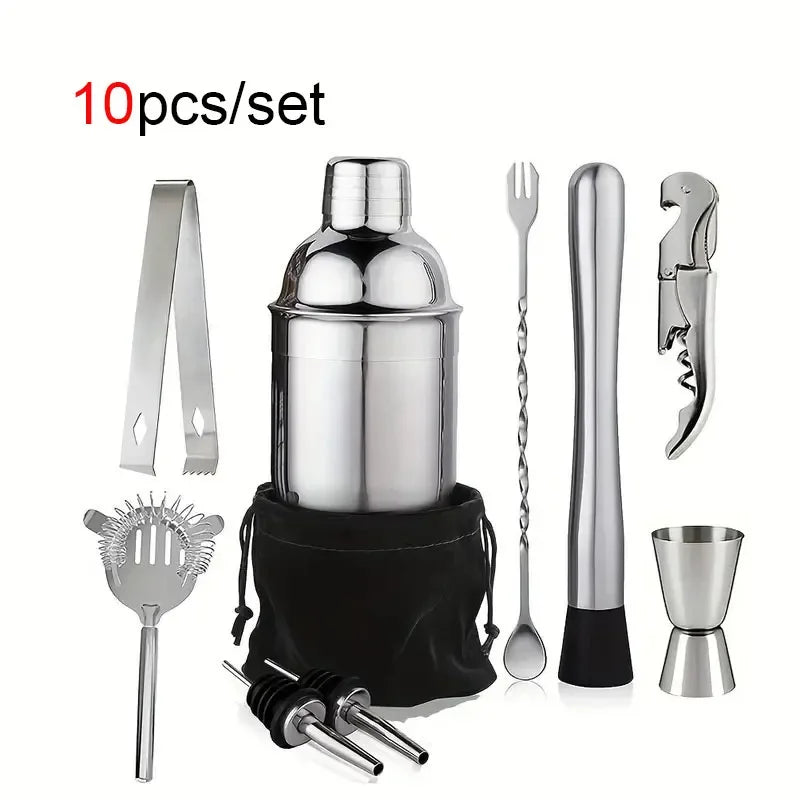 Kit Cocktail Shaker en Acier Inoxydable – 1/3/6/9/11 Pièces, Outils de Barman
