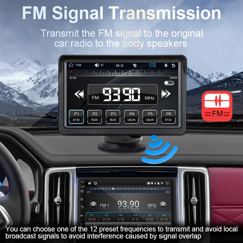 Hippcron Radio de Voiture 7" - Écran Tactile, CarPlay & Android Auto Sans Fil, Lecteur Multimédia Universel