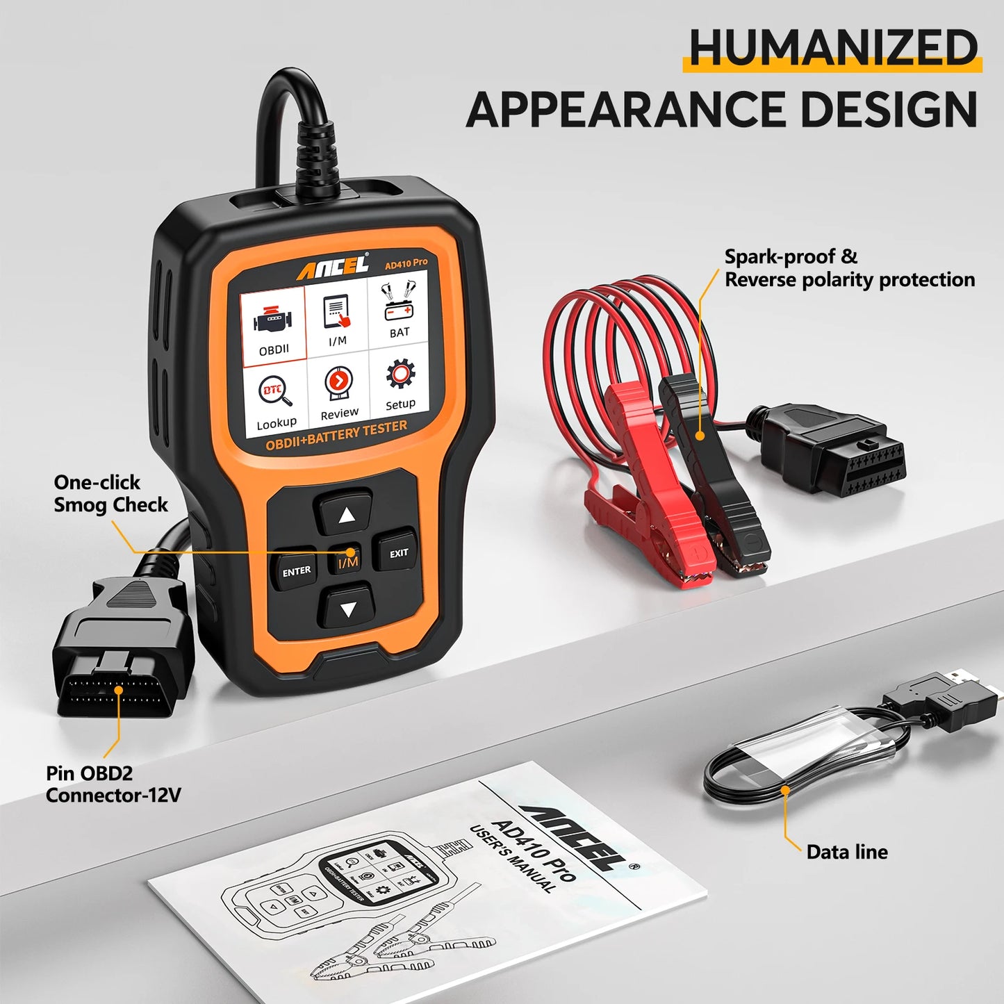 ANCEL AD410 PRO – Lecteur de Codes OBD2 & Testeur de Batterie