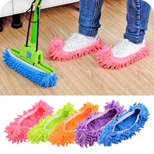 Chaussons de Nettoyage Microfibre - Chaussons Multifonctions pour Sol, Lavables & Réutilisables, Idéal pour un Nettoyage Sans Effort