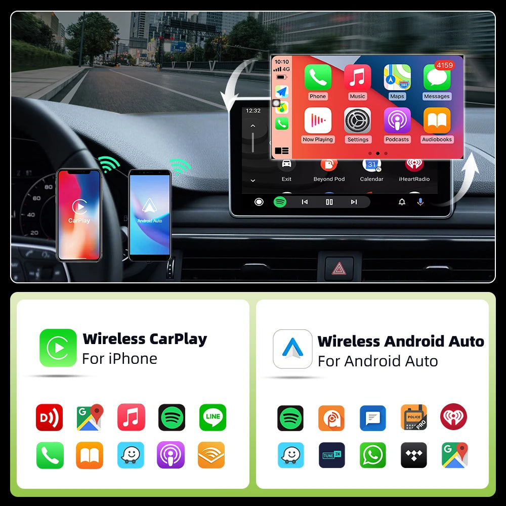 Mini CarPlay & Auto AI Box - Convertisseur Filaire en Sans Fil pour Audi, Toyota, Mazda, Nissan, Chevrolet, Kia, Ford, Hyundai & Plus