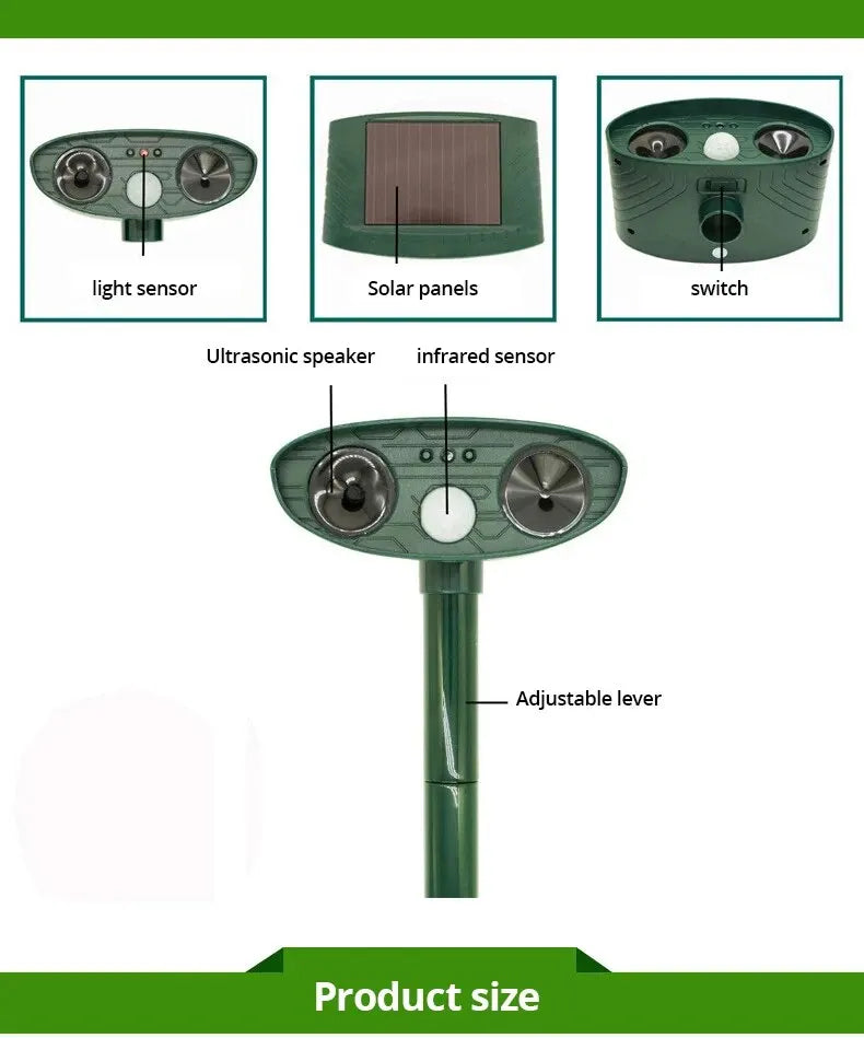 Répulsif Ultrason Solaire – Anti-Chats, Chiens & Animaux Nuisibles