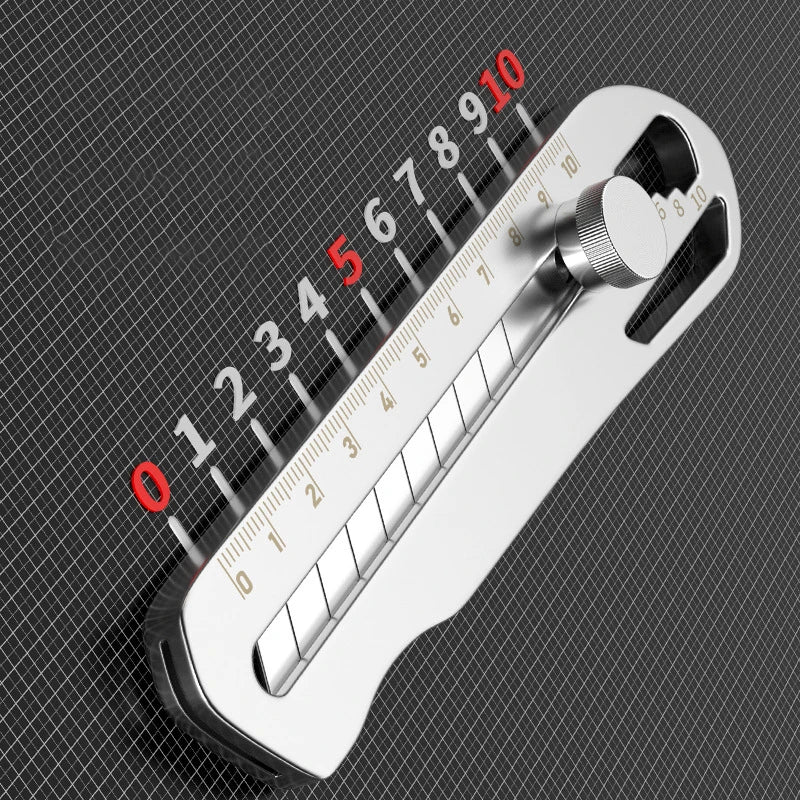 Couteau Universel Industriel 6-en-1 - Corps en Acier 18cm, Lame Remplaçable en Acier Carbone, Cutter Multifonction Renforcé