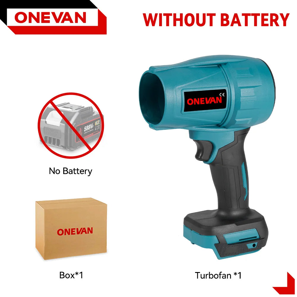 ONEVAN Souffleur Électrique Brushless 2000W - Turbo Jet 200M/S, Séchage Voiture & Soufflage Poussière, Compatible Batterie Makita 18V