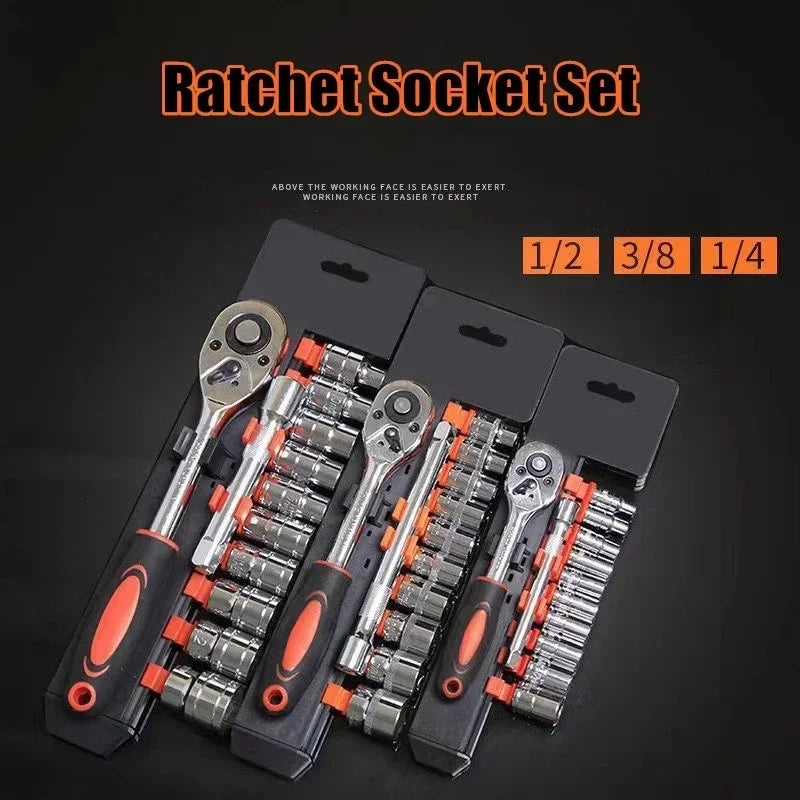 Kit de Douilles à Cliquet 12 Pièces – Outil Indispensable pour la Réparation Auto & Bricolage
