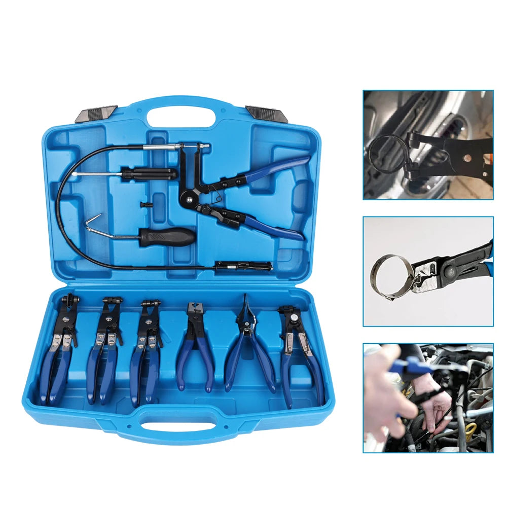 Set de 9 Pinces à Colliers de Durite Longues Portées - Outils Auto pour Durites de Carburant, Huile & Eau