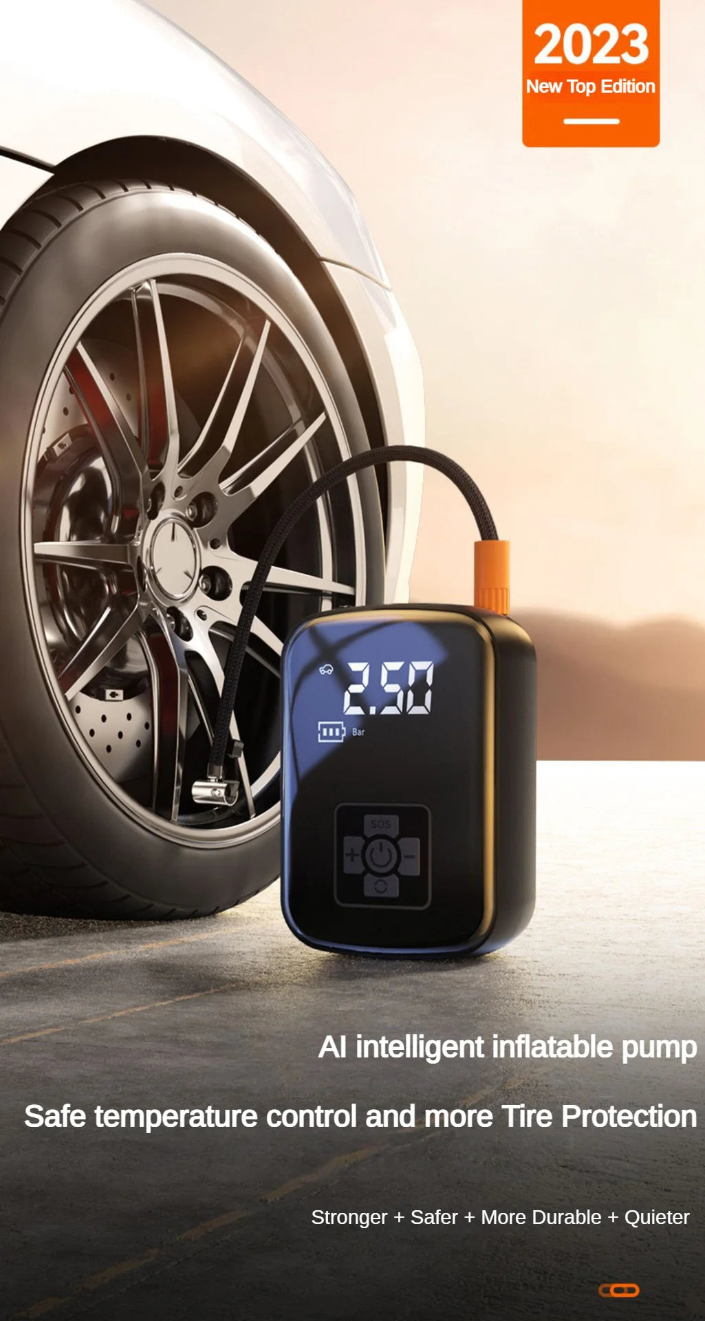 Compresseur d’Air Portable 12V – Gonfleur de Pneus Électrique 150PSI Sans Fil !