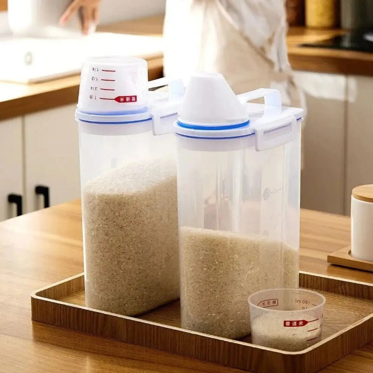 Boîte de Rangement pour Riz et Céréales – Hermétique, Anti-Humidité, Avec Gobelet Doseur