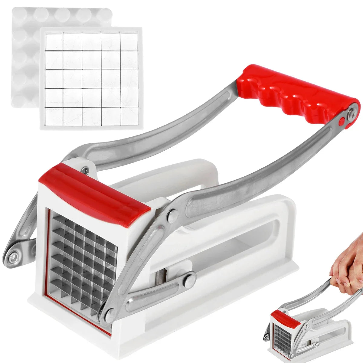 Coupe-Frites en Acier Inoxydable – Lames 25/49 Trous, Découpe Rapide