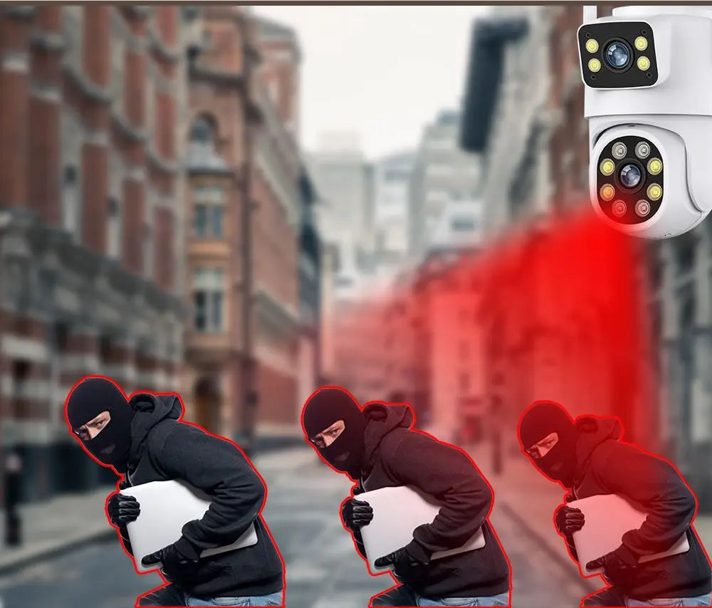 Caméra de Surveillance Tuya 4K 8MP - Double Objectif, PTZ WiFi, AI Tracking, Vision Nocturne, Audio Bidirectionnel, Sécurité Extérieure