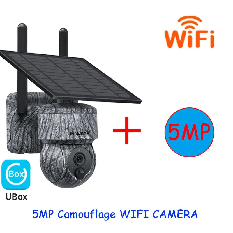 INQMEGA Caméra de Sécurité Solaire PTZ 4G - 5MP/4MP, WiFi Sans Fil, Carte SIM 4G, Audio Bidirectionnel, Surveillance CCTV Extérieure