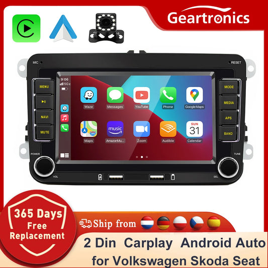 Autoradio 2 DIN Android 11 - Écran Multimédia GPS, WiFi, CarPlay, Compatible Volkswagen, Skoda, Octavia, Golf 5/6, Touran, Passat, Polo, Jetta