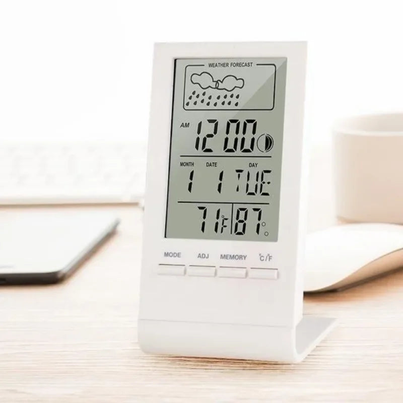 Horloge Numérique LED Multifonction - Thermomètre, Hygromètre, Réveil, Station Météo Intérieure/Extérieure