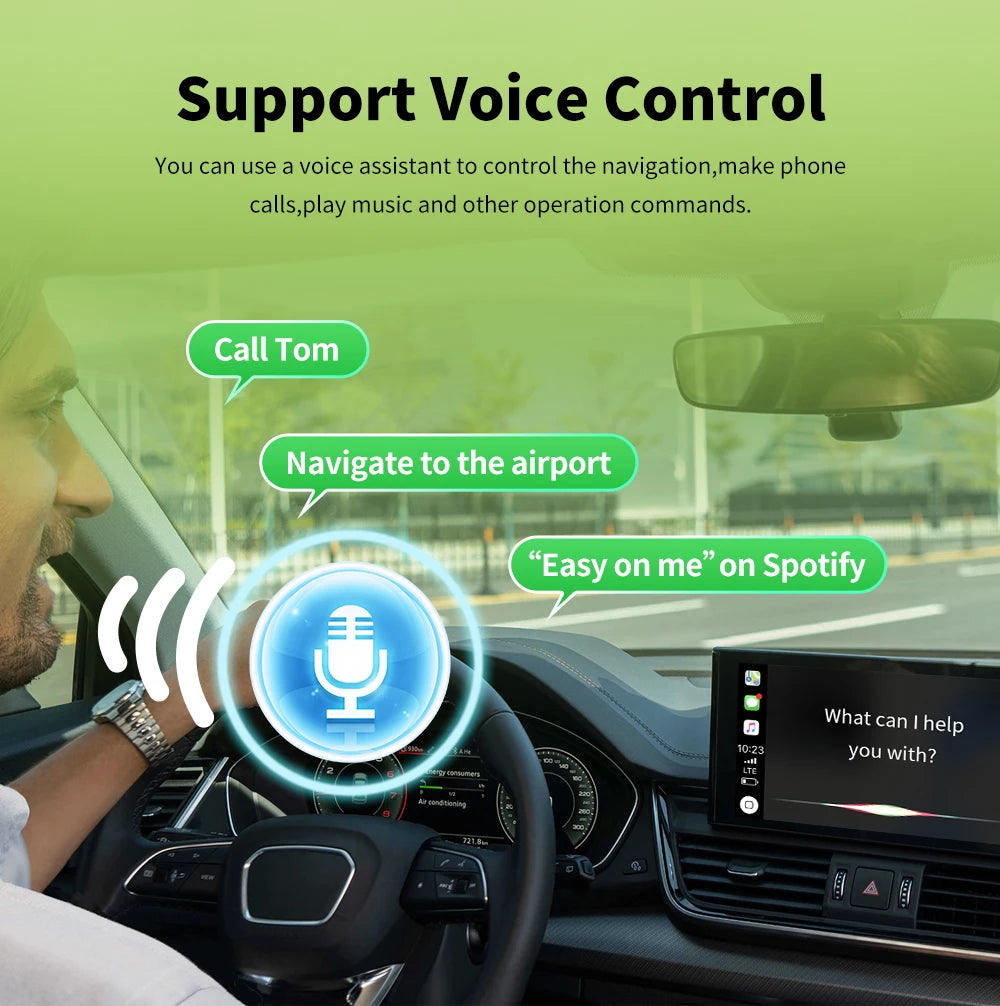 Mini CarPlay & Auto AI Box - Convertisseur Filaire en Sans Fil pour Audi, Toyota, Mazda, Nissan, Chevrolet, Kia, Ford, Hyundai & Plus