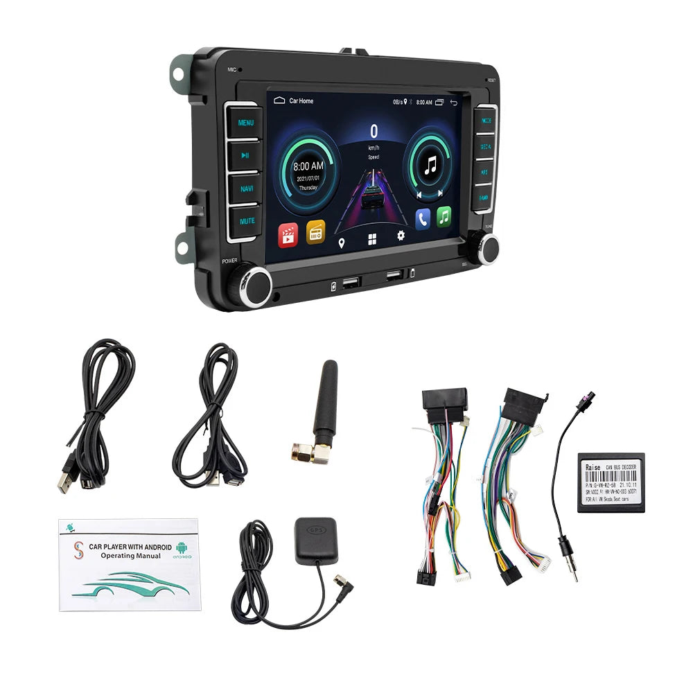 Autoradio 2 DIN Android 11 - Écran Multimédia GPS, WiFi, CarPlay, Compatible Volkswagen, Skoda, Octavia, Golf 5/6, Touran, Passat, Polo, Jetta