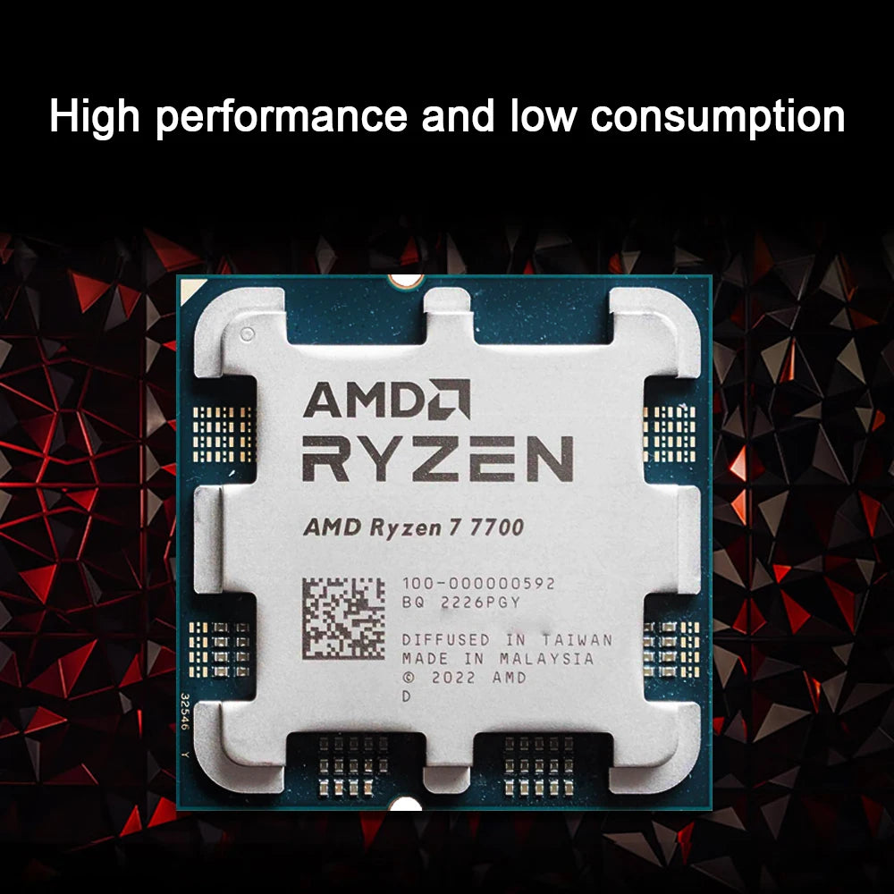 AMD Ryzen 7 7700 - Processeur Gaming 8 Cœurs, 16 Threads, 5.3 GHz, 40 Mo Cache, 5nm, 65W, Socket AM5 avec Graphiques Intégrés