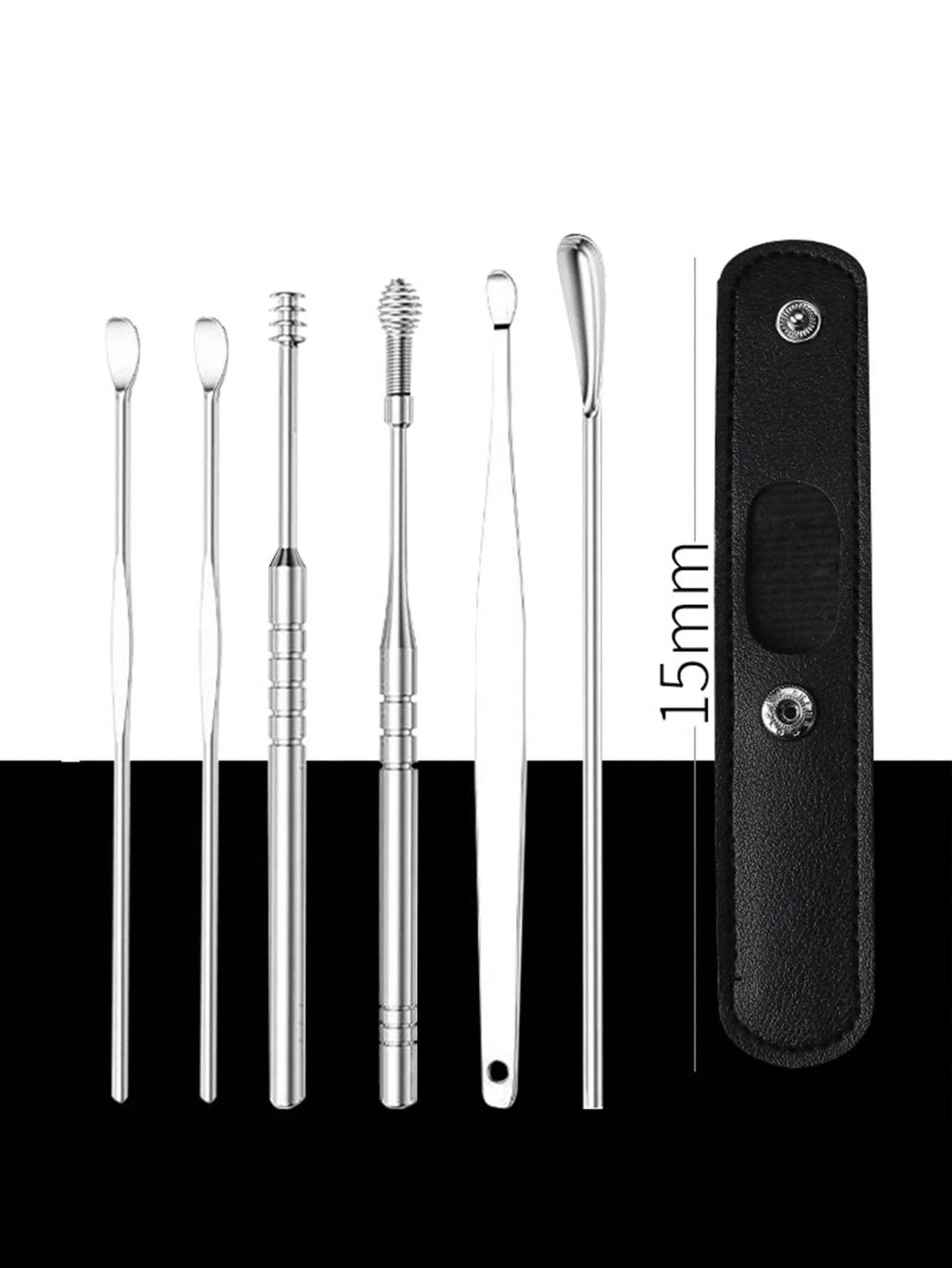 Kit de Nettoyage des Oreilles en Acier Inoxydable – Cure-Oreilles avec Étui de Rangement