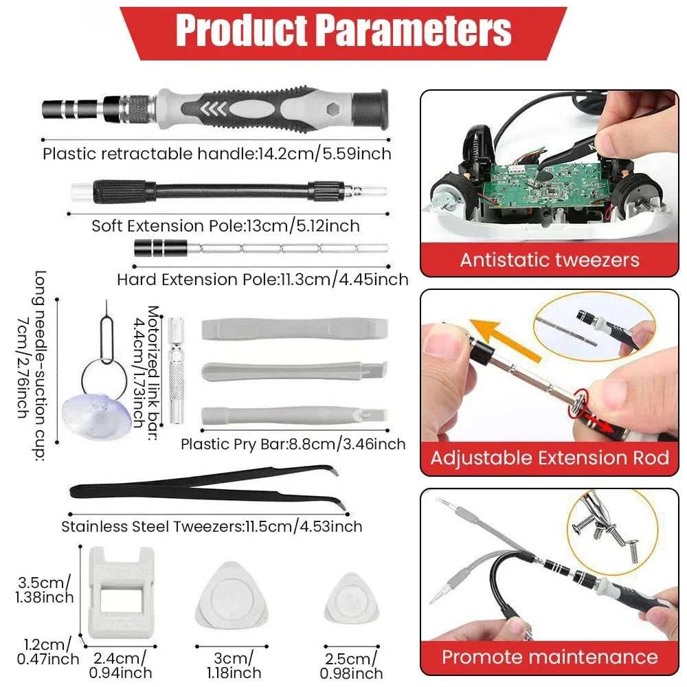 Kit Tournevis de Précision 115 en 1 – Outils Magnétiques Professionnels pour Réparation Électronique !