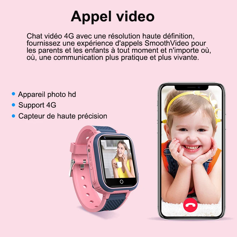 Montre Connectée 4G pour Enfants LT21 - GPS, WiFi, Appel Vidéo, SOS, Étanche IP67