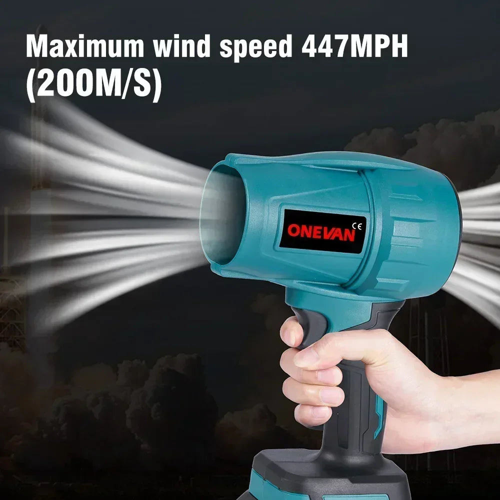 ONEVAN Souffleur Électrique Brushless 2000W - Turbo Jet 200M/S, Séchage Voiture & Soufflage Poussière, Compatible Batterie Makita 18V