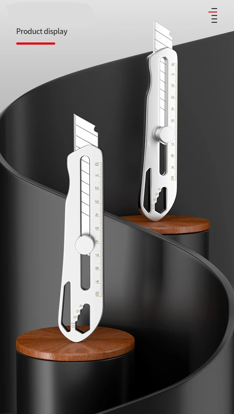 Couteau Universel Industriel 6-en-1 - Corps en Acier 18cm, Lame Remplaçable en Acier Carbone, Cutter Multifonction Renforcé