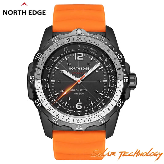 Montre Sport NORTH EDGE EVOQUE 2 – Énergie Solaire, Étanche 50M, Lumineuse
