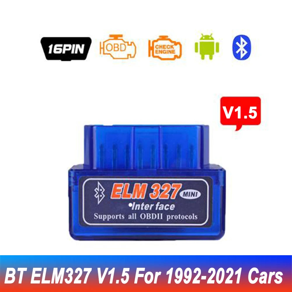 ELM327 OBD2 Mini Scanner - Outil de Diagnostic Auto Bluetooth V2.1, Interface 16 PIN, Compatible Android